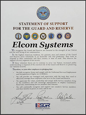 Elcom Systems Guard Reserve Certificate